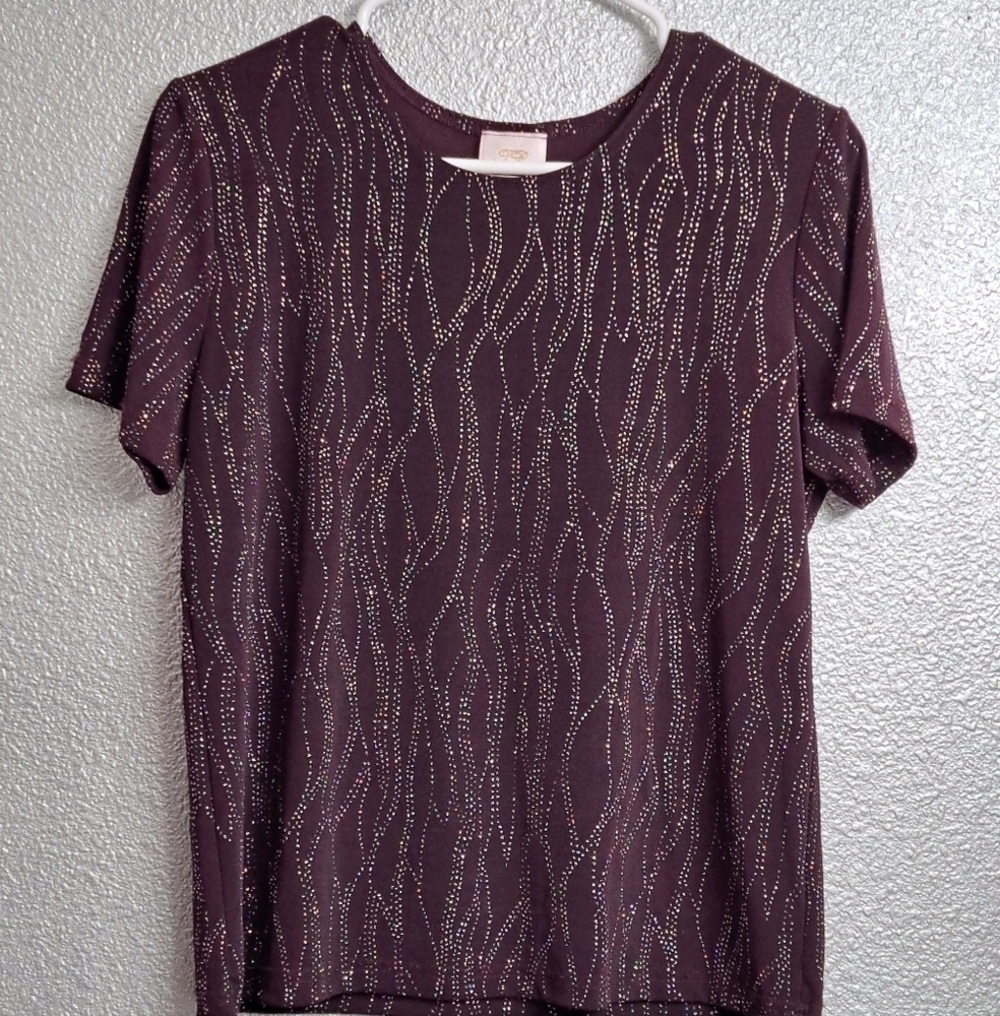 Bentley Deep Purple Sparkly Blouse  Size L